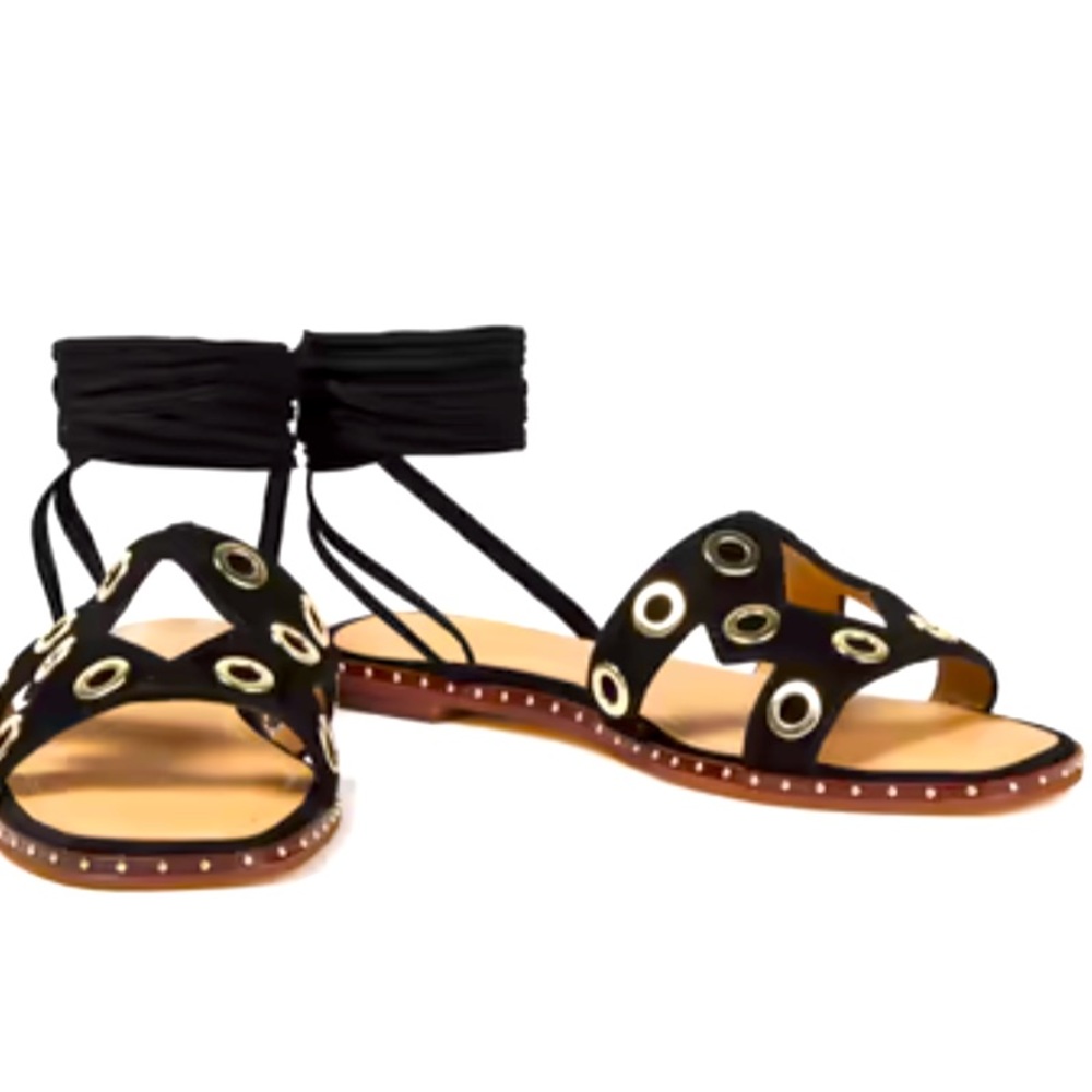 Maje black suede tie up sandals. Can wear just as slides too! :)